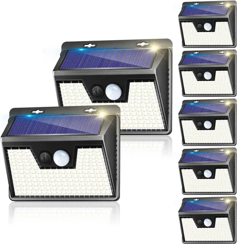 Luces solares para exteriores, paquete de 7 unidades, 140 LED3 modos de movimiento con sensor de movimiento para exteriores, luces solares