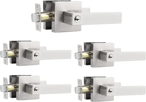 Vista 10 de Probrico - Paquete de 2 perillas/manijas para puerta de entrada negras con la misma llave, resistente, estilo contemporáneo, cerradura exterior