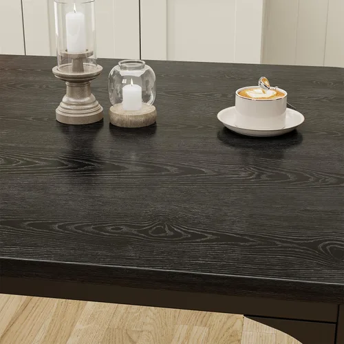 Vista 5 de Gizoon Mesa de Cocina para 2, Juego de Mesa y Sillas de 2, Juego de Mesa de Cena de 3 Piezas con 2 Sillas Tapizadas de PU para Comedor, Sala de Negro