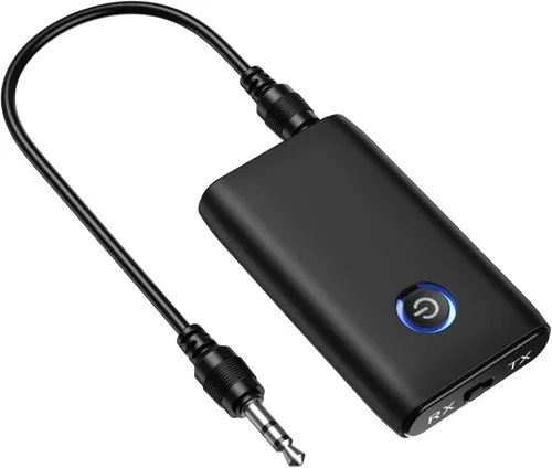 LOFICOPER Receptor transmisor Bluetooth para automóvil, adaptador auxiliar Bluetooth 5.3 2 en 1, receptor de música inalámbrico para sistema estéreo