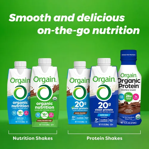 Vista 2 de Orgain Batido nutricional orgánico, dulce de chocolate cremoso + grano de vainilla, 11 onzas líquidas (paquete de 4)