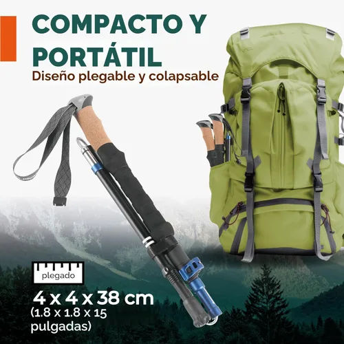Vista 4 de TREKOLOGY Trek-Z Cork Grip Trekking Poles – Lightweight Folding Hiking Poles, Adjustable Height, Compact Travel Design, Aircraft-Grade Aluminum