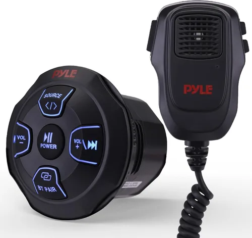 Vista 8 de Pyle Controlador de audio Bluetooth inalámbrico amplificado, botón multimedia Bluetooth de 300 vatios, receptor marino impermeable control remoto