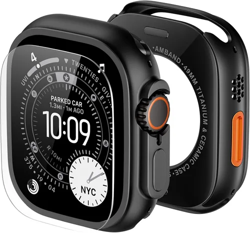 Vista 11 de amBand 3 en 1 Estuche de Metal Compatible con Apple Watch Series SE 3/SE 2/SE 6/5/4 44mm, Protector W1 Resistente con Protector de Corona + Funda