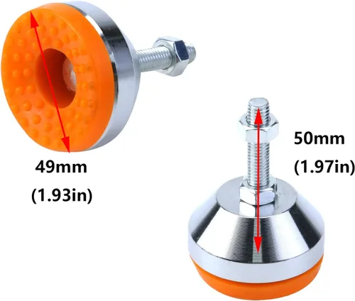 Vista 4 de Antrader Nivelador de patas ajustable de rosca M8, pata de tornillo de nivelación de 2 pulgadas, capacidad de 600 libras para banco de trabajo