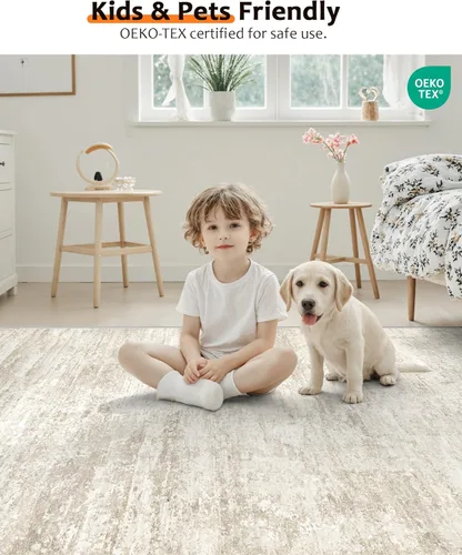 Vista 8 de Art&Tuft Alfombra Lavable, Alfombras de Área Abstractas con Respaldo Antideslizante, Alfombras Resistente a Manchas para Sala de Estar, Alfombra