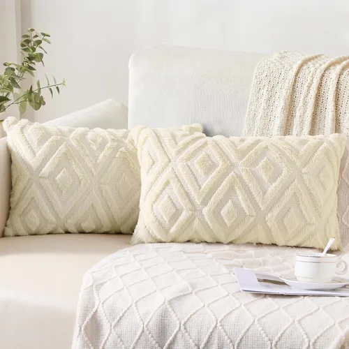 Vista 21 de Pallene Juego de 2 fundas de almohada de color beige de verano de 16 x 16 pulgadas, fundas decorativas de piel sintética suave para sofá, cama, sala