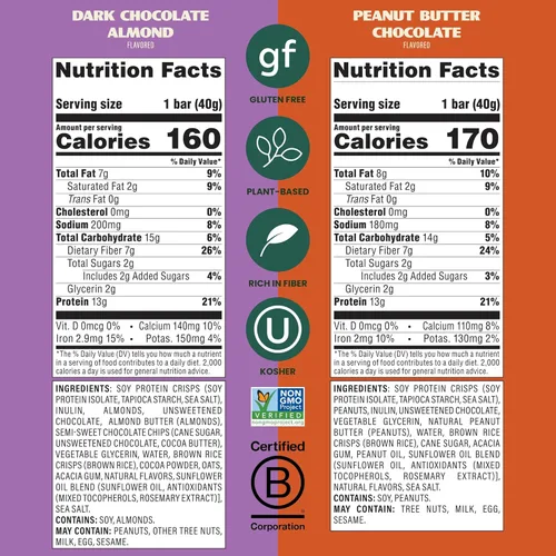 Vista 2 de SimplyProtein - Barra de proteínas bajas en carbohidratos, paquete de 16, chocolate con mantequilla de maní y chocolate negro y almendra, barras