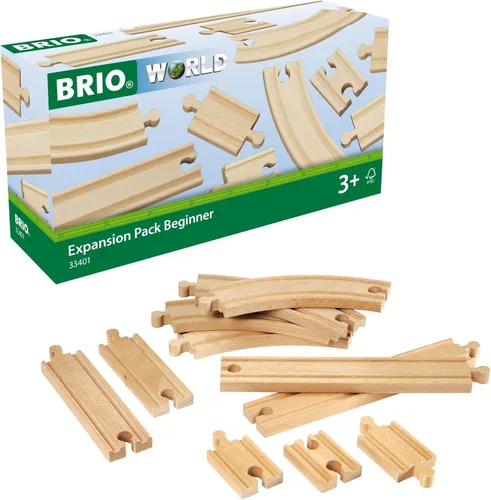 BRIO World Paquete de expansión para principiantes - Juego de pistas de tren de madera de 11 piezas - Compatible con todos los juegos de ferrocarril