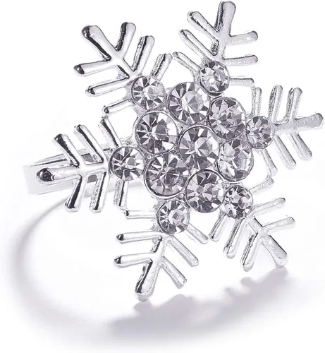 Vista 12 de Juego de 6 servilleteros de corona navideña Legigo - Porta servilletas de Navidad de metal para servilletas de tela, decoración de mesa