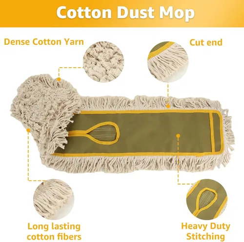 Vista 5 de YAYODS Paquete de 3 cabezales de repuesto para trapeador de polvo, 36 pulgadas para limpieza de suelos, repuesto reutilizable industrial de algodón