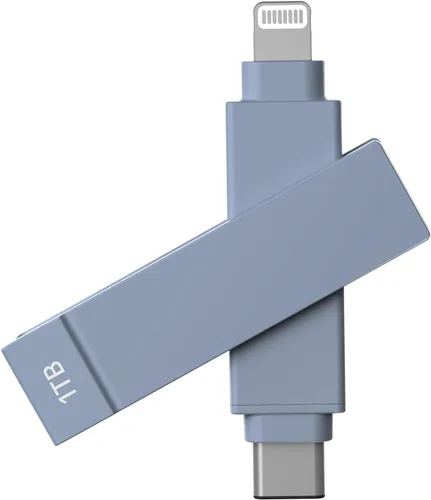 Vista 17 de iXflash - Memoria flash para iPhone de 128 GB, certificado Apple MFi, Lightning y USB C, color negro, 2 en 1 para teléfono, iPad y computadora