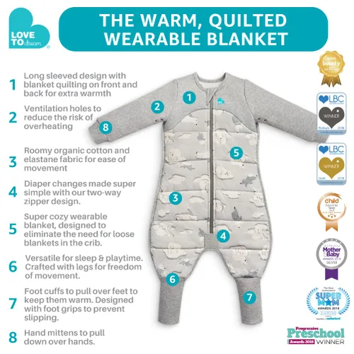 Vista 4 de Love to Dream Traje de dormir extra cálido para bebé (12-24 meses), saco de dormir súper suave que regula la temperatura, manta cálida de 3.5TOG