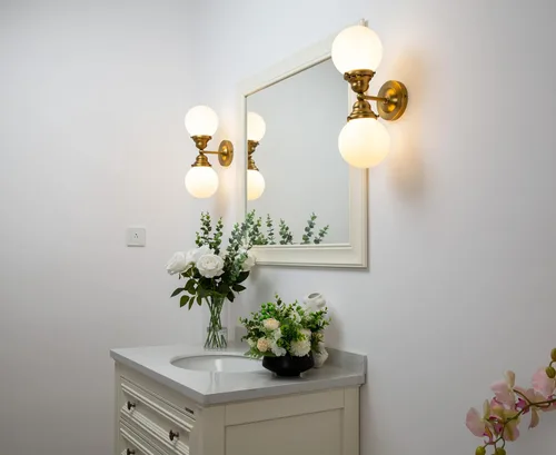 Vista 3 de Pathson Milk White Glass Wall Sconces Lighting, 2 Lights Industrial Wall Vanity Light Fixtures Brass Finish, Vintage Wall Sconce Lamp for Bathroom