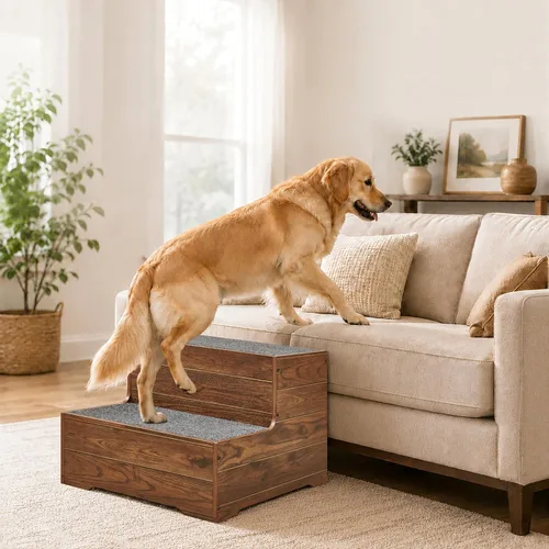 beeNbkks 16" Tall Dog Stairs for Large Dogs, Extra Wide Couch Pet Steps 2-Tier