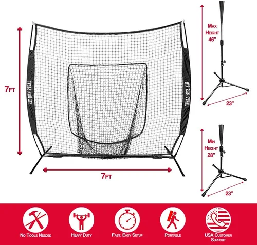 Vista 3 de Hit Run Steal Heavy Duty Softball & Baseball Net with Carrying Bag - Perfect Hitting Net for Your Batting and Pitching Practices