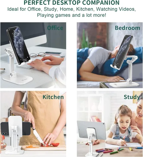 Vista 6 de iFine Soporte plegable ajustable para teléfono celular compatible con iPhone 12 y todos los teléfonos inteligentes, soporte móvil resistente