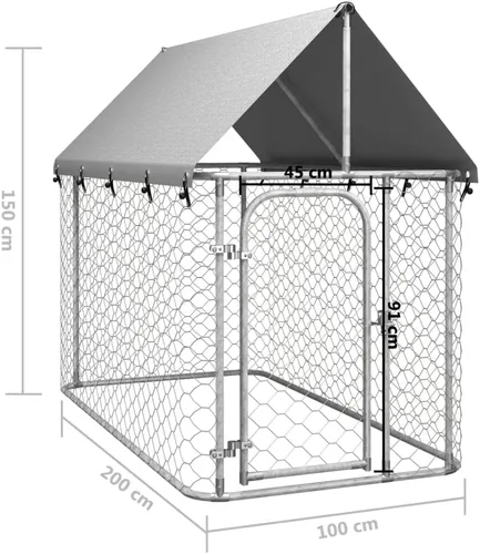 Vista 5 de Perreras para perros al aire libre con techo, jaula grande resistente para perros, casa para perros extra ancha con cubierta resistente al agua