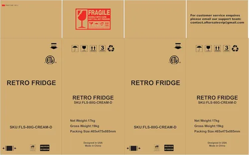 Vista 2 de Minirefrigerador retro pequeño, 3.2 pies cúbicos con congelador de estilo vintage compacto de 2 puertas con termostato ajustable de 7 niveles