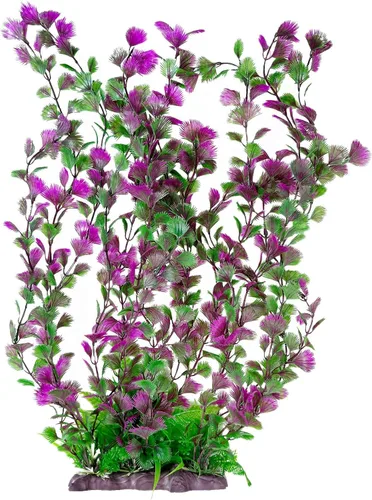 Vista 10 de Hamiledyi Plantas de plástico para acuario, decoración de acuario, plantas artificiales para peceras, decoraciones de peceras altas, planta