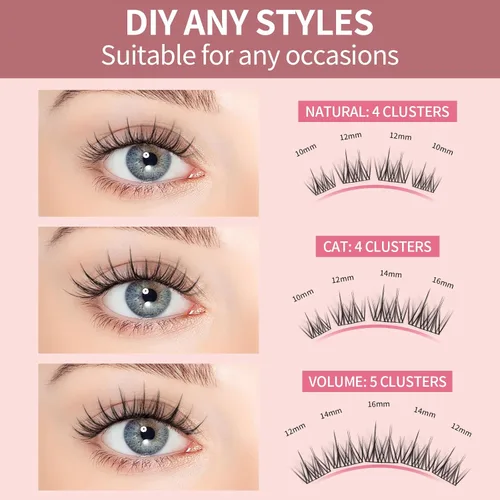 Vista 6 de MLEN DIARY – Racimos de pestañas DIY, extensiones de pestañas rizadas D, 90 racimos de pestañas, 10-16 mm, D rizado, volumen súper voluminoso