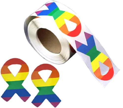 Vista 11 de Pegatinas de bandera bisexual para el mes del orgullo - Venta al por mayor Bi-Pride en un rollo (2 rollos - 500 calcomanías)