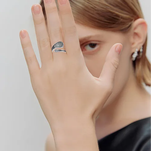 Vista 6 de Feijiesi Open Ring for Women Sterling Silver Thumb Ring Spoon Ring for Women Girls