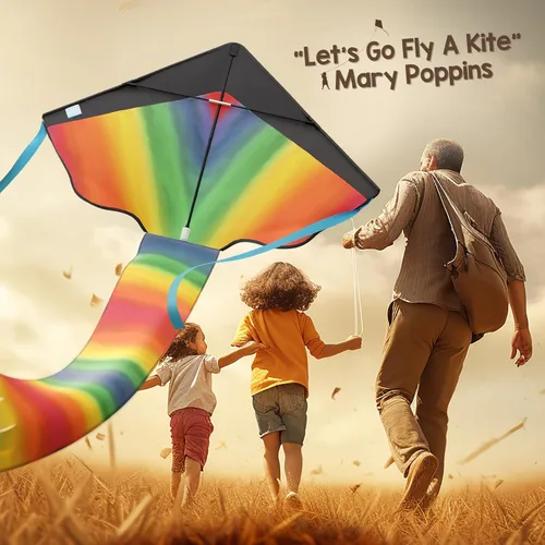 Vista 4 de Famos Rainbow Kite - Fácil de volar, perfecta para niños y adultos, diversión en la playa, cometas para Nios