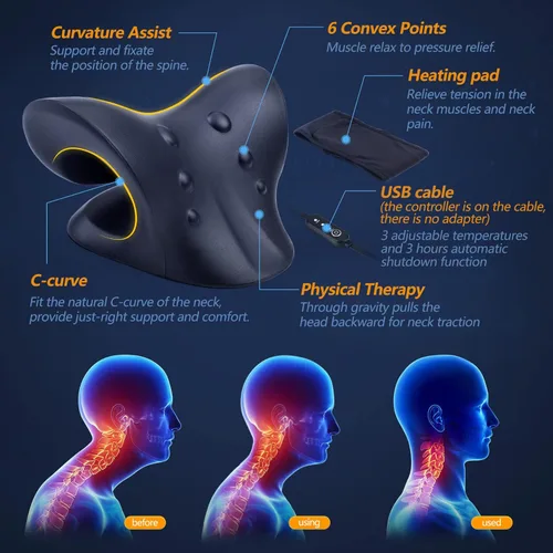 Vista 3 de Almohada de dispositivo de tracción cervical para aliviar el dolor de cuello y almohada cervical para dormir almohada cervical