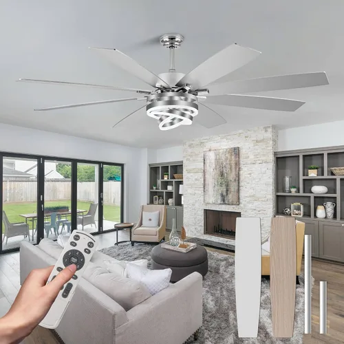 Vista 17 de Dawn Whisper Ventilador de techo retráctil con luces, ventiladores de techo negros con luces de 42 pulgadas, modernos ventiladores de techo