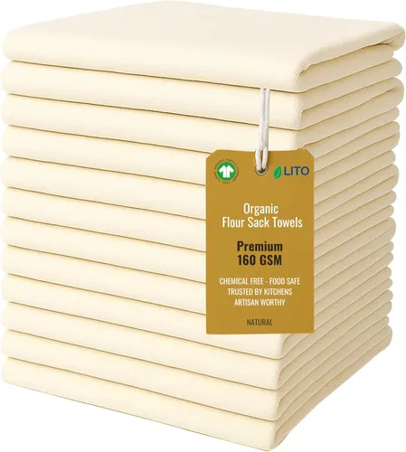 Vista 12 de Toallas de saco de harina Toalla de té para manualidades, plato de cocina, toalla de algodón en blanco para bordado, funda de lino para hornear