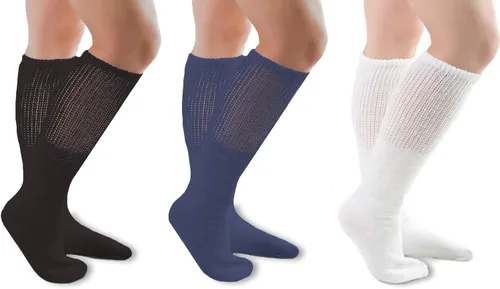 Vista 8 de Comfort Finds Diabetic SwellSox - Calcetines de algodón transpirables - Calcetines cómodos de ajuste holgado - Diseño superior no vinculante - azul