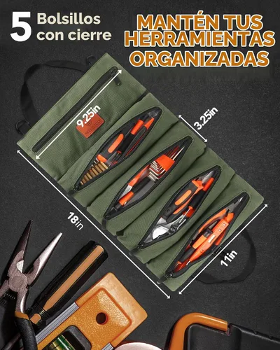 Vista 3 de Organizador de rollos de herramientas, rollo de llave de bolsillo