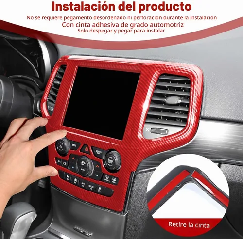 Vista 7 de Cubierta para panel de navegación con bisel central para Grand Cherokee Center Dash compatible con Jeep Grand Cherokee 2019 2020, accesorios Rojo