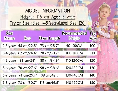 Vista 6 de Rapunzel - Vestido de princesa para niñas, disfraz de princesa para niños pequeños, disfraz morado para fiesta de cumpleaños y Halloween