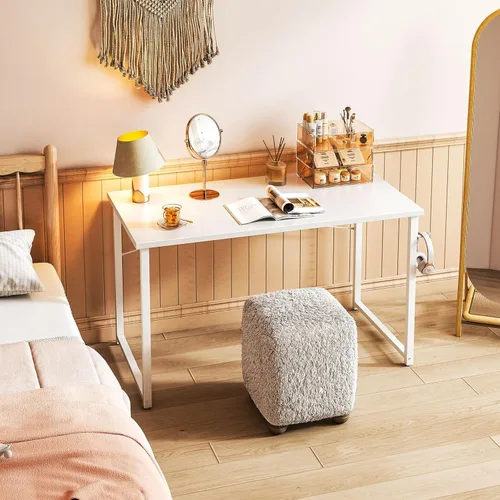 Vista 3 de Coleshome Escritorio para computadora de 48 pulgadas, escritorio moderno de estilo simple para oficina en casa, escritorio de estudio para Roble gris