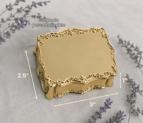 Vista 4 de Cherished Moments Joyero rectangular personalizado con mensaje Mensaje personalizado de oro