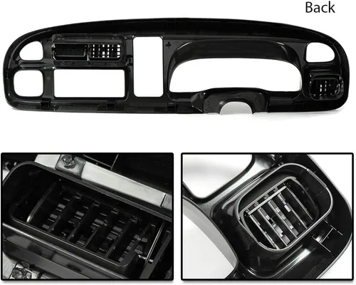 Vista 9 de PIT66 Cubierta de bisel para tablero de instrumentos compatible con Dodge Ram 1500 2500 3500 1999 2000 2001 2002 con rejillas de ventilación Ram
