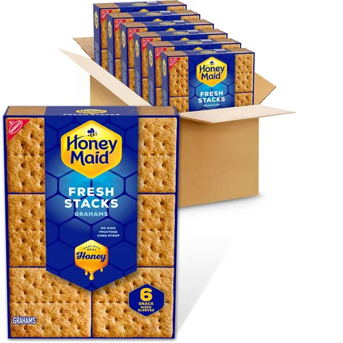 Vista 17 de Honey Maid Graham Crackers, bocadillos a granel para el almuerzo, 200 paquetes de bocadillos de 0.5 onzas