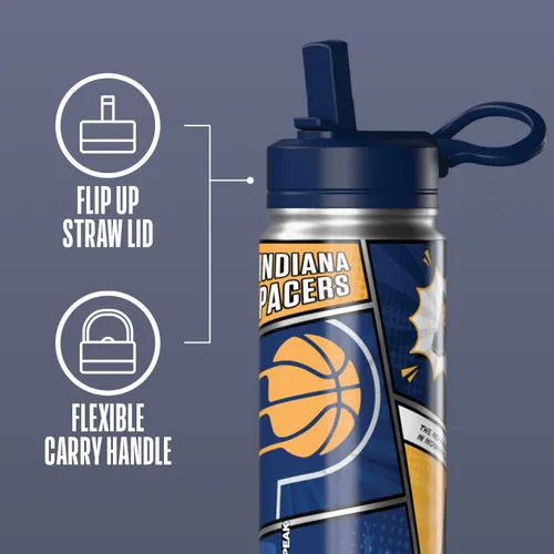 Vista 30 de Hydrapeak x NBA Los Angeles Lakers Botella de agua de 591 ml de acero inoxidable, botella deportiva con doble pared aislada con licencia