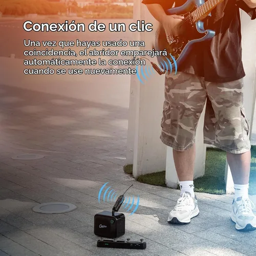 Vista 3 de GTRS GWU4 UHF Sistema de guitarra inalámbrica 4 canales de señal, transmisor y receptor recargable, coincidencia automática, baja latencia, rango