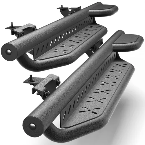 Vista 15 de Crew Cab - Estribos compatibles con Jeep Wrangler JK 2007-2018, solo 2 puertas, dos escalones, barras Nerf de acero resistente de carbono negro