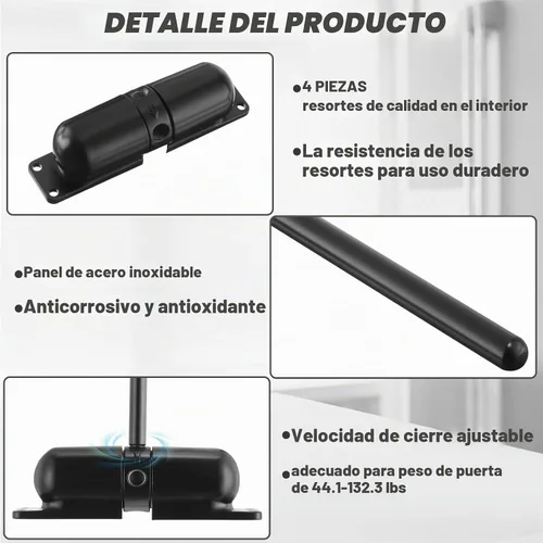 Vista 3 de Gisafai 4 juegos de cierrapuertas automático, cierrapuertas con resorte, bisagras de cierre automático, convertido con bisagras a cierre automático