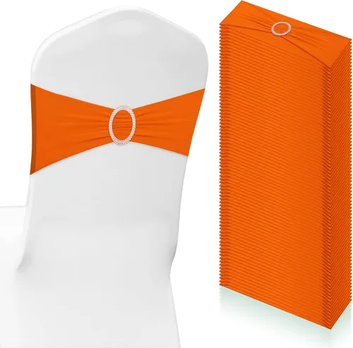Vista 10 de Tegeme 80 bandas y lazos para silla, banda elástica de elastano con hebilla para bodas, banquetes de hotel, fiestas de cumpleaños y decoración a