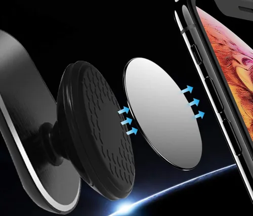 Vista 4 de Soporte magnético para teléfono con ventilación de aire para automóvil, soporte universal para teléfono celular en forma de L, soporte magnético