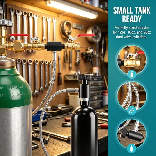 Vista 4 de Paintball - Estación de recarga de tanques de CO2, adaptador de llenado de cartuchos de CO2, manguera de conector de acero inoxidable para tanques