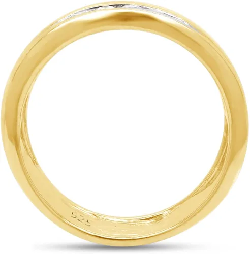 Vista 4 de SAVEARTH DIAMONDS Anillo de compromiso de 2 filas de diamantes de moissanita de corte redondo de 1 13 quilates en oro de 14 quilates sobre plata