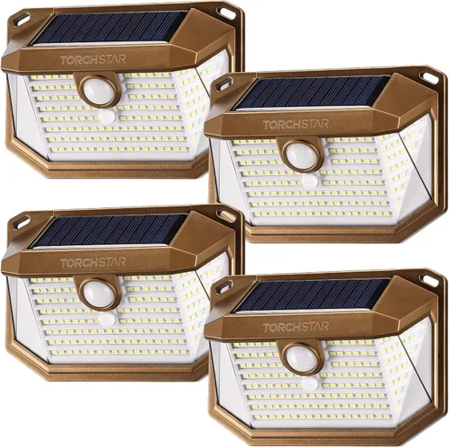 Vista 9 de TORCHSTAR Luces solares con sensor de movimiento para exteriores, IP65, impermeable, inalámbrica, iluminación de pared para exteriores, para Negro