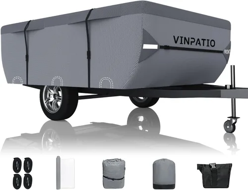 Vista 27 de VINPATIO Cubierta de quinta rueda: se adapta a caravanas de 28'-31', tela Oxford 300D, diseño de dos colores, cubierta resistente de 5ª rueda