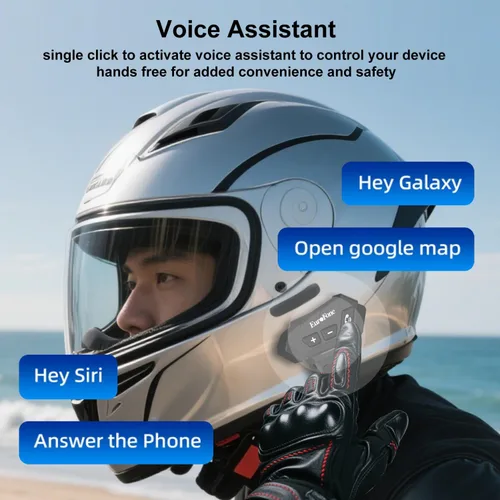 Vista 3 de EuroFone Auriculares Bluetooth S21 para motocicleta, altavoz y micrófono, estéreo de alta fidelidad, cancelación de ruido, impermeable IP67